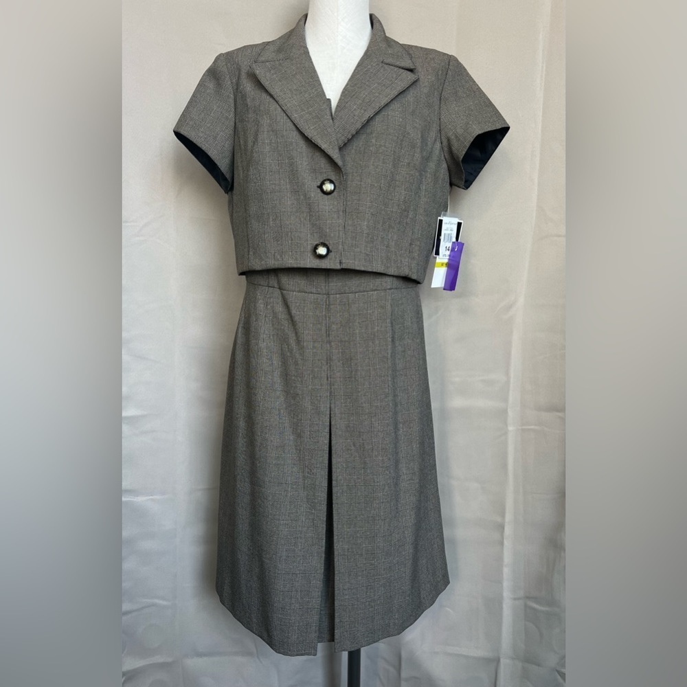 NWT R&K Originals Gray Dress & Bolero Jacket Set Size 14 Career Workwear